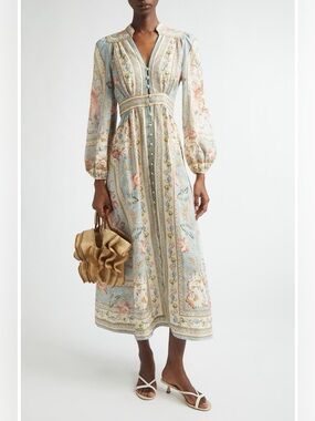 Zimmermann Roselight plunge midi dress, US6